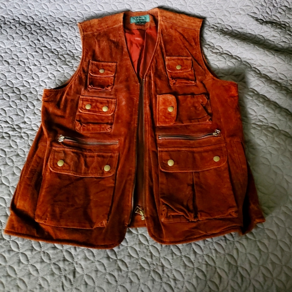 Super Rare Find....Lauren Ralph Lauren Men's Suede Hunting/Utility Vest